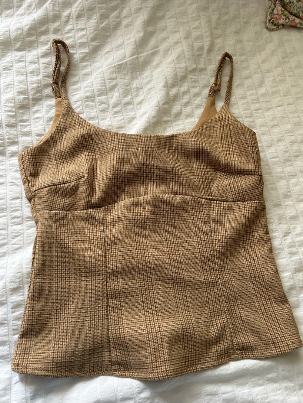 H&M Tan Plaid Spaghetti Strap Camisole